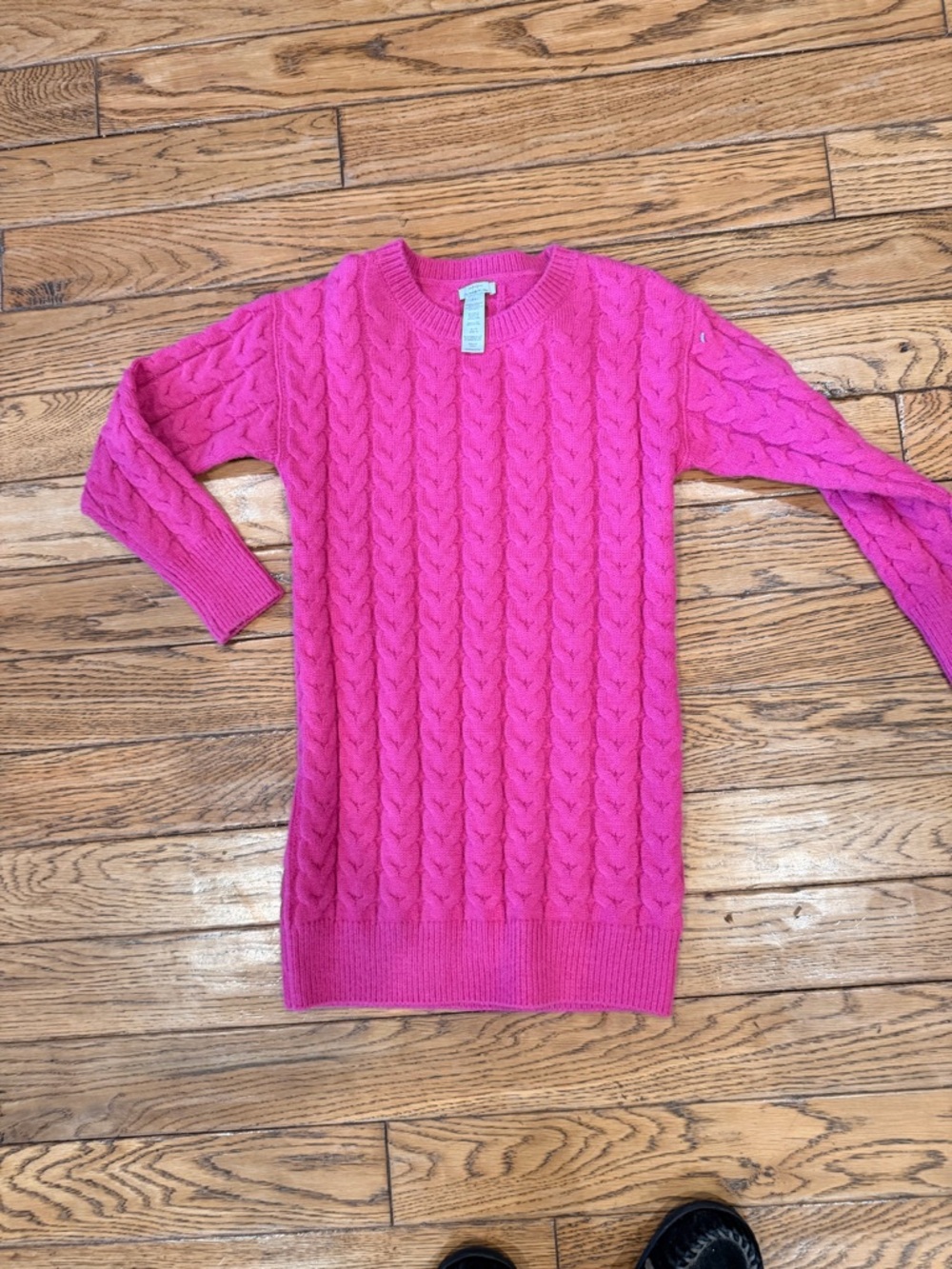 Girls Habitual Fuchsia Cable Knit Crew Neck Sweater Dress